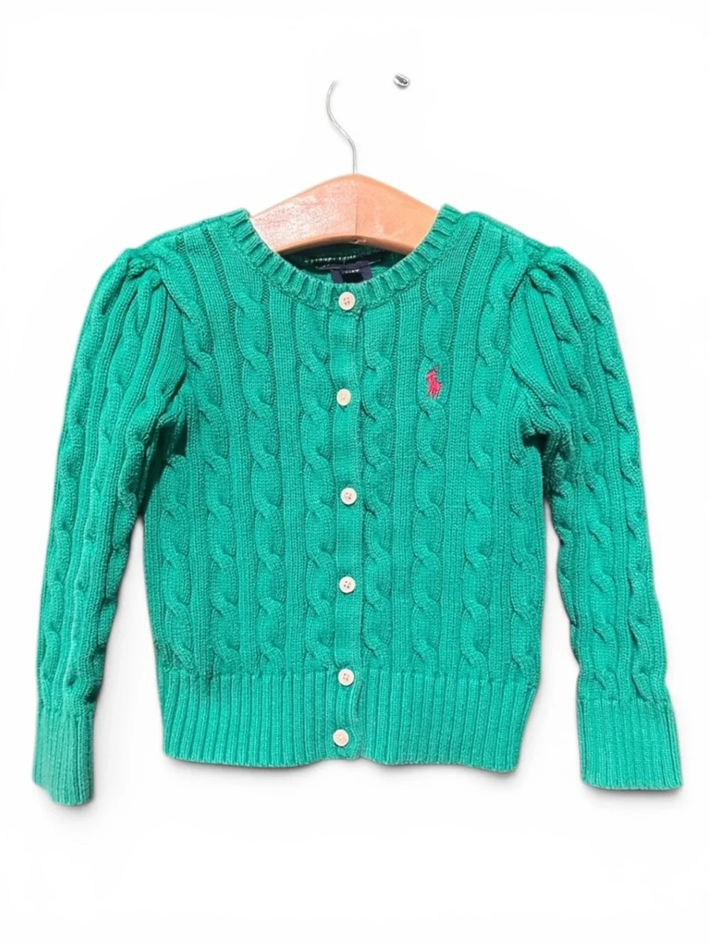 Ralph Lauren Green Cable Knit Cardigan